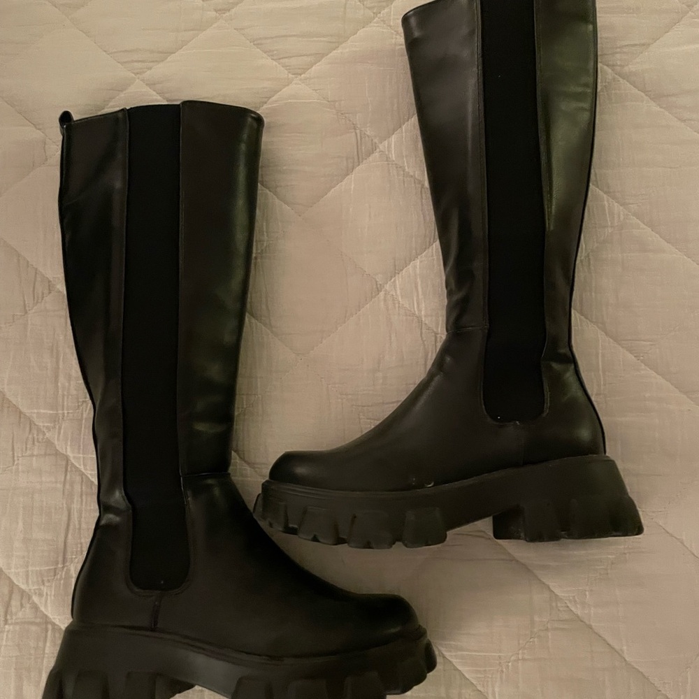ASOS Public Desire Chunky Heeled Black Knee-High Boots